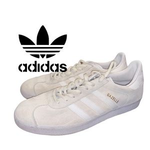 All White Adidas Gazelle Sneakers Men’s Size 11